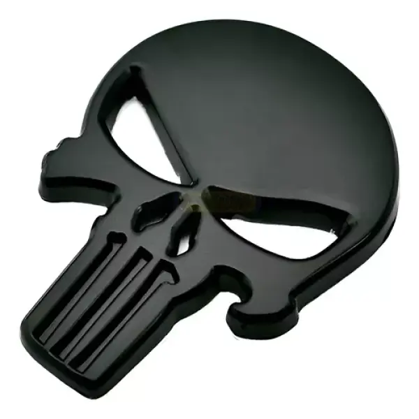 Emblema Adesivo 3d Carro Punisher Justiceiro Metal Black Mot