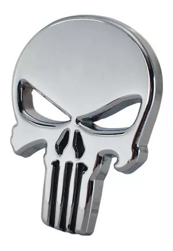 Emblema Adesivo 3d Carro Punisher Justiceiro Metal Cromado