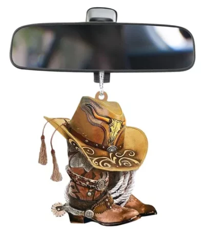 Pingente P/carros Chapéu Cowboy Botas Decoração Automotiva 1