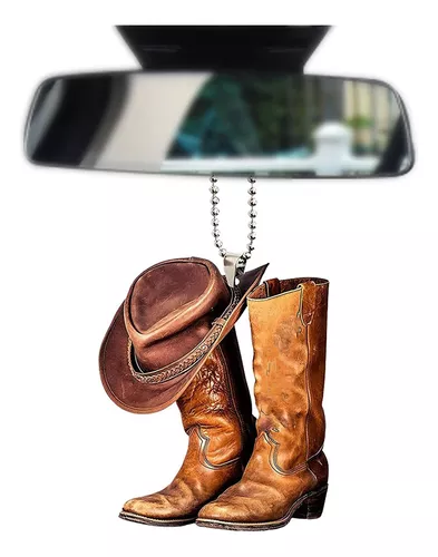 Pingente P/carros Chapéu Cowboy Botas Decoração Automotiva 2