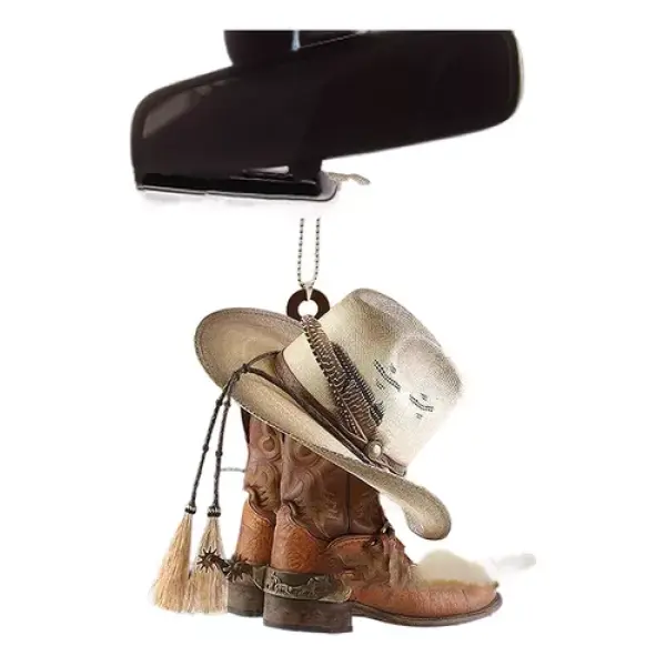 Pingente P/carros Chapéu Cowboy Botas Decoração Automotiva 3