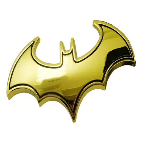 Emblema Adesivo 3d Batman Morcego Em Metal Dourado Carro Mot