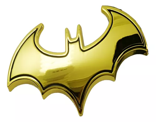 Emblema Adesivo 3d Batman Morcego Em Metal Dourado Carro Mot