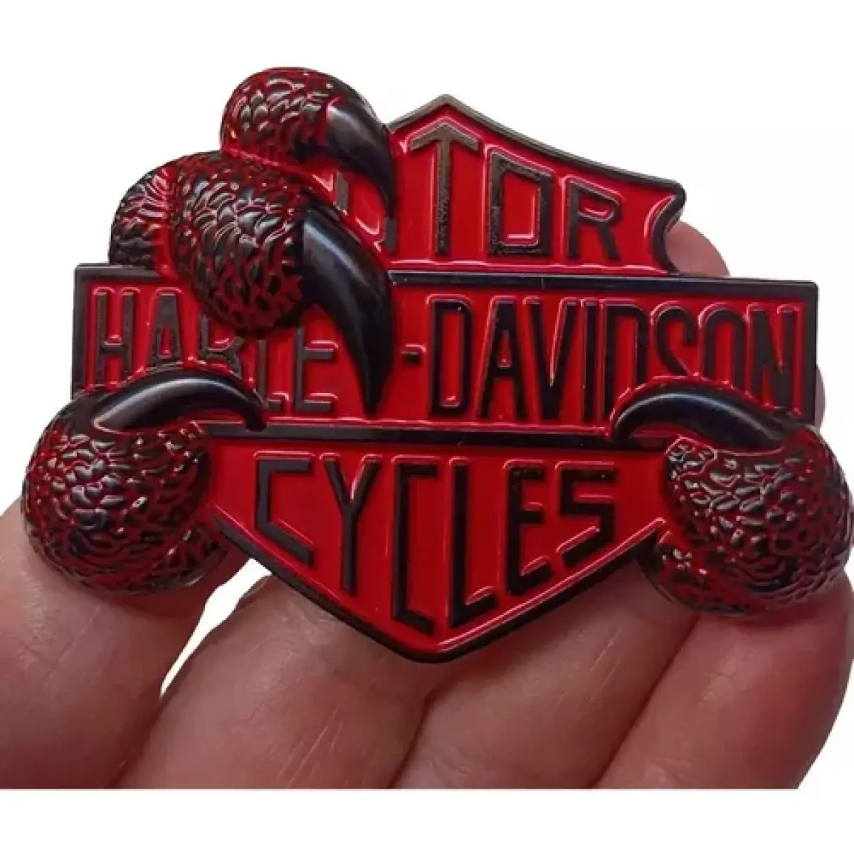 Emblema Harley Metal Adesivo Garra De Aguia Red/blk Davidson